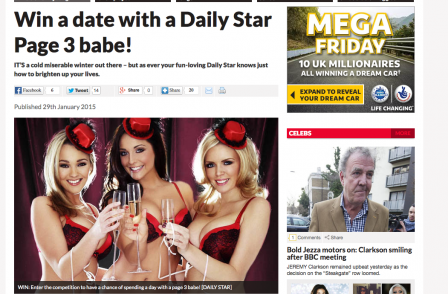 Daily Star 'win a date with page 3 model' ad banned for being  'sexist, offensive and socially irresponsible'